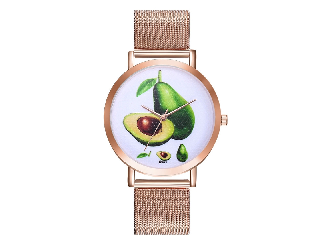 Relógio de quartzo brilhante para homens e mulheres com pulseira de malha metálica, estilo casual.