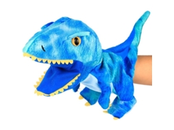 Marionete de Mão Dinossauro de Pelúcia com Boca Móvel para Crianças Azul 11 Polegadas