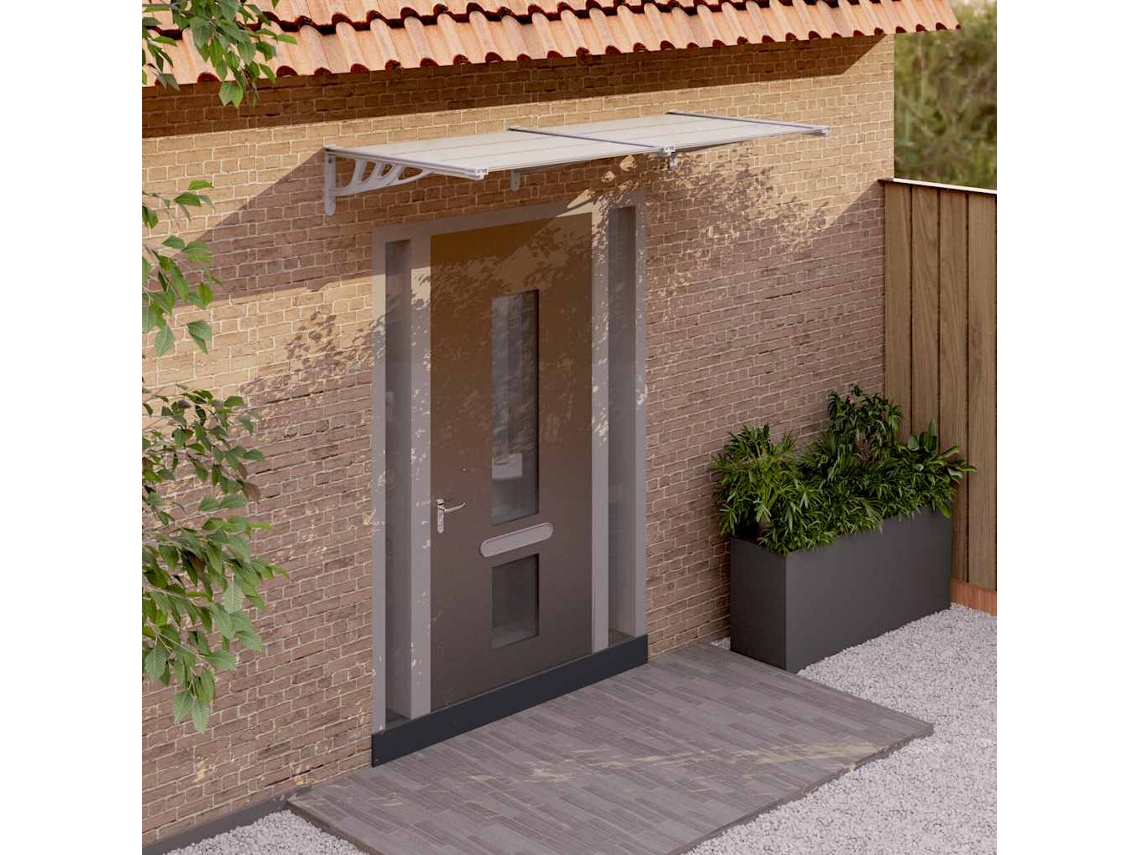 Vidaxl Toldo Para Porta 199x90 Cm Policarbonato Cinzento/transparente