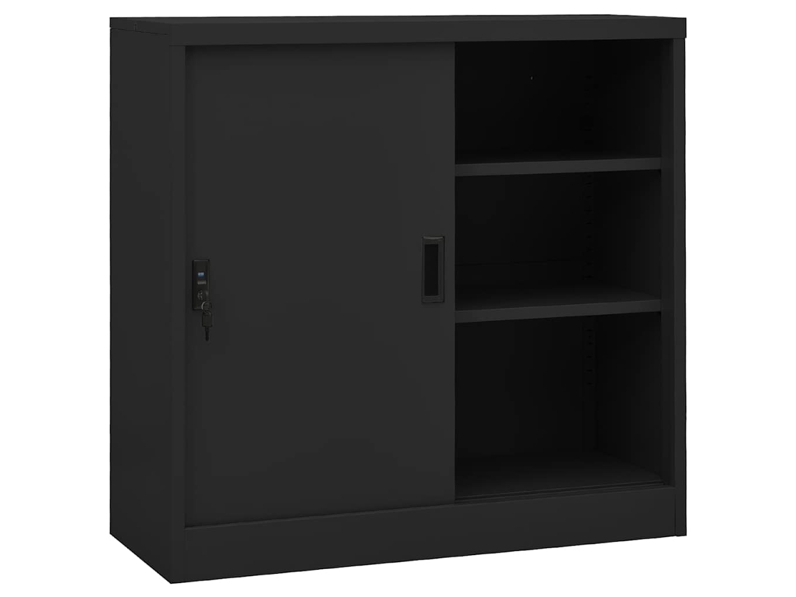 Vidaxl Armário Escritório C/ Porta Deslizante 90x40x90cm Aço Antracite