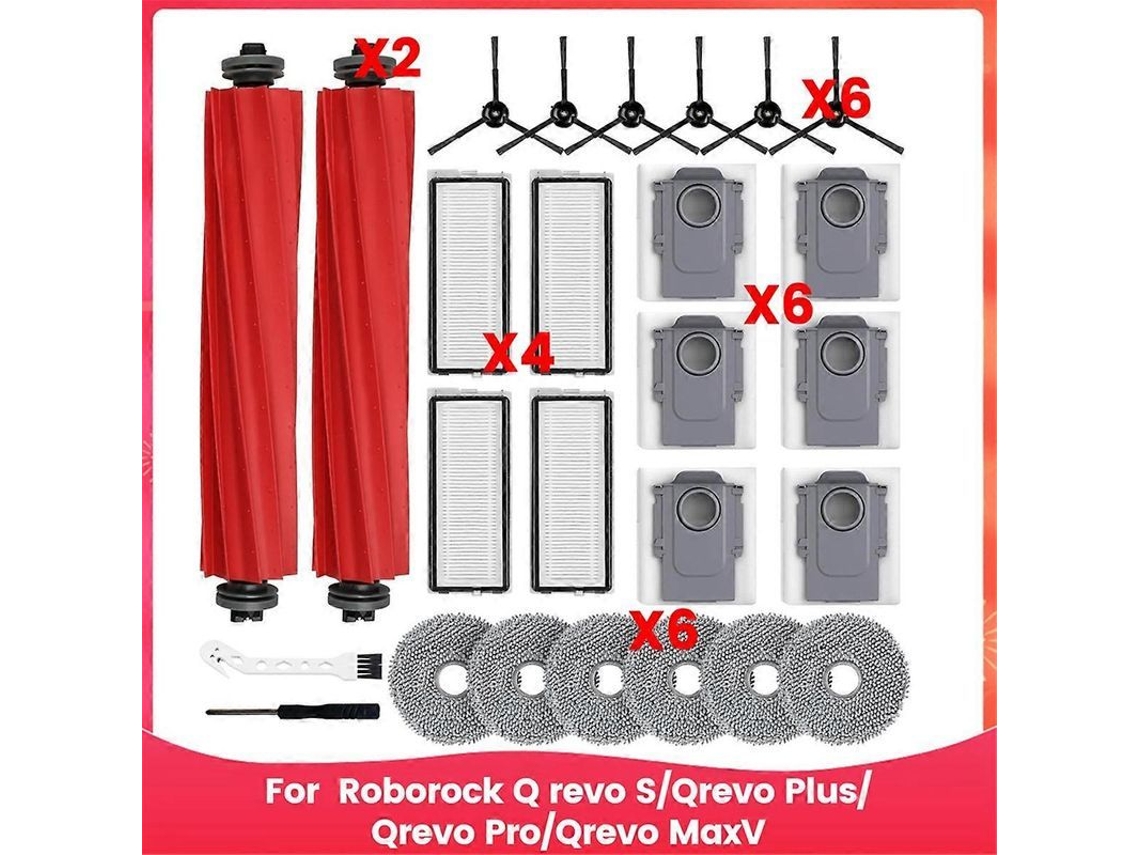 Acessórios para Roborock Q Revo S Plus Pro Maxv Escovas Laterais Filtro Hepa Mop