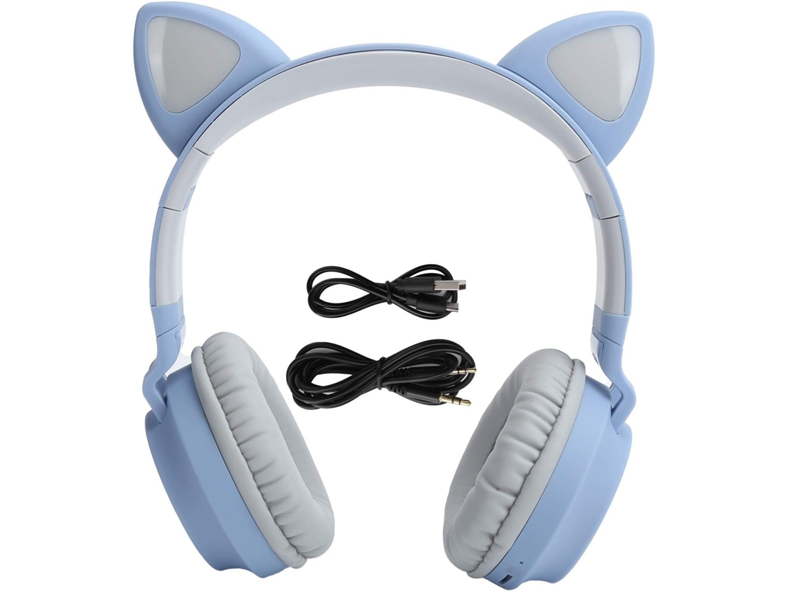 Fone De Ouvido Com Orelhas Gato, Bluetooth 5 0, Sem Fio, Com Luz Led, Dobrável, Estéreo 3d, Com Microfone, Para Meninas