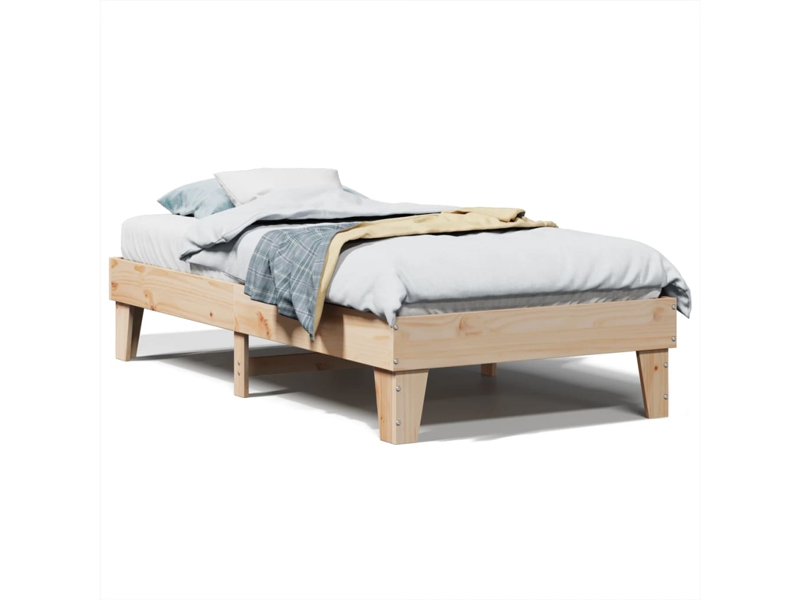 Vidaxl Cama Sem Colchão 100x200 Cm Madeira De Pinho Maciça