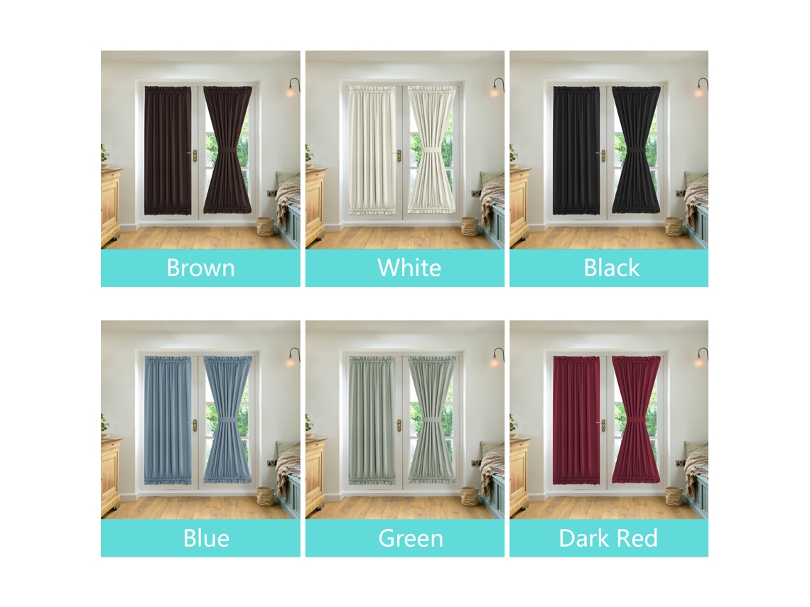 Cortinas de Porta Francesa 2 Painéis Bloqueio de Luz 25x72 Polegadas