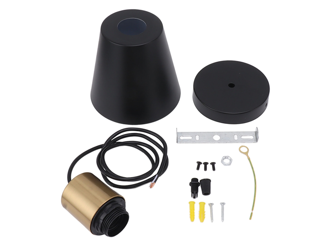 Luminária pendente industrial de metal preto moderna nórdica para lâmpada E26 E27 85‑265V | S/MARCA