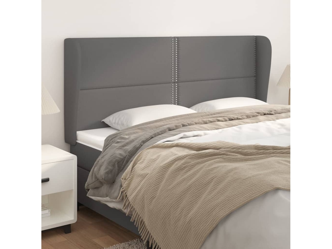 Cabecero con Alas de Polipiel 203x23x118/128 Cm Gris