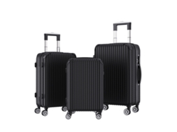Conjunto De Malas De Viagem 3 Peças Pretas 20/24/28 Abs Rígidas Com Rodas 360° Silenciosas, Fecho Tsa E Balança De Bagagem Portátil