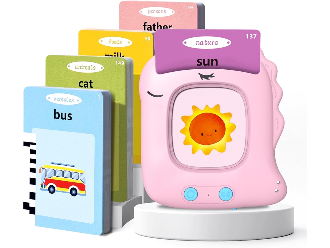 Cartões Falantes Eifson 224 Palavras 112 Cartões Montessori Recarregável Sem Ecrã - Rosa