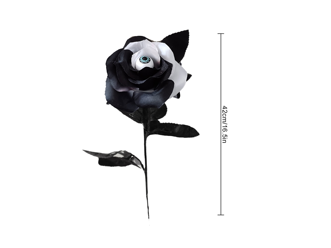 Pack de 6 rosas artificiais halloween pretas com contas em preto e branco LAXISCREED