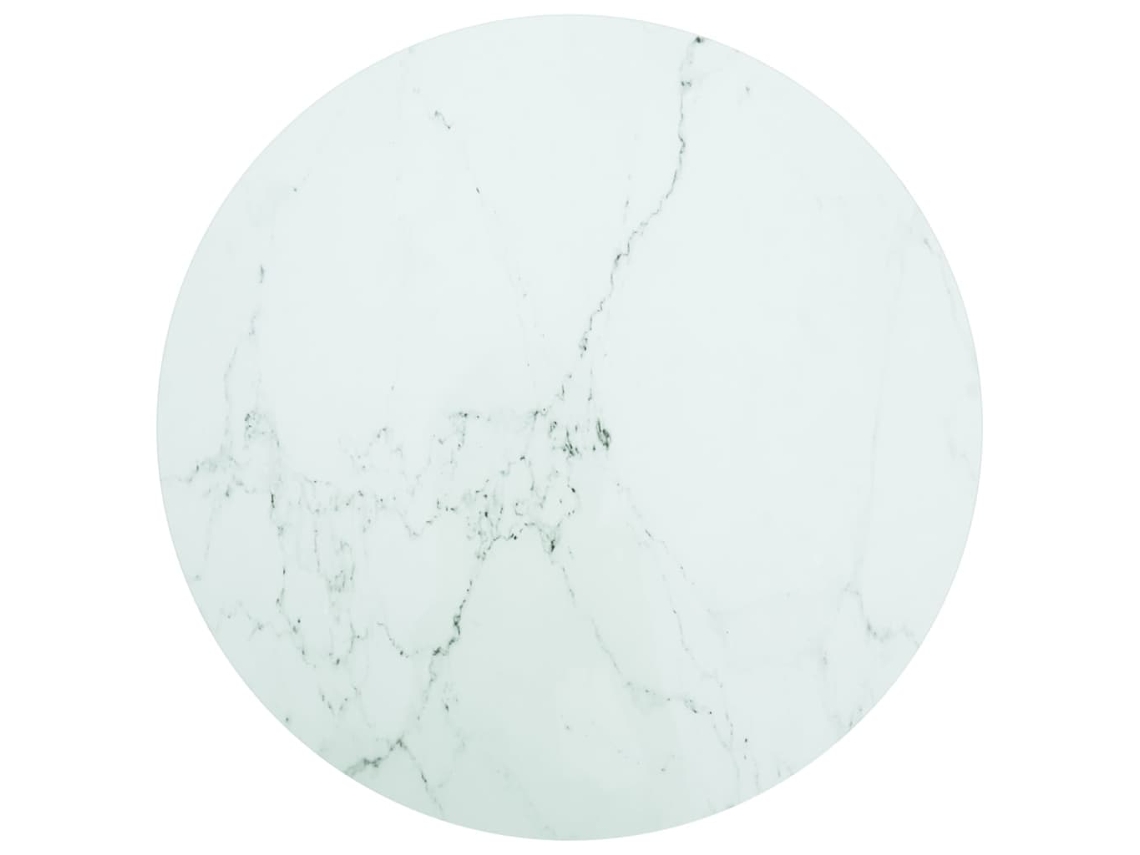 Vidaxl Tampo Mesa Ø80x1 Cm Vidro Temperado Design Mármore Branco
