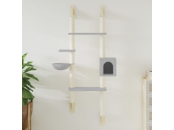 Vidaxl Árvore Parede P/ Gatos C/ Poste Arranhador 180 Cm Cinza-claro