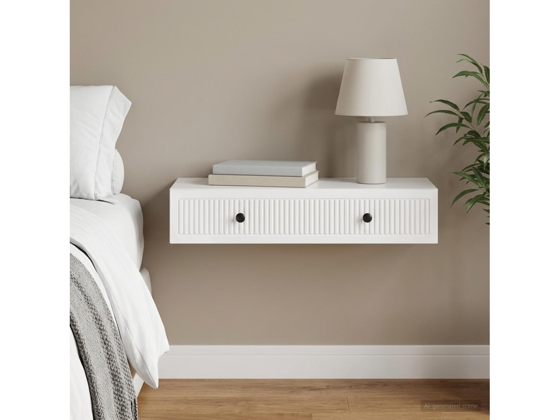 Vidaxl Mesa Lateral De Parede Branco Brilhante 87,5 X 34,5 X 17 Cm