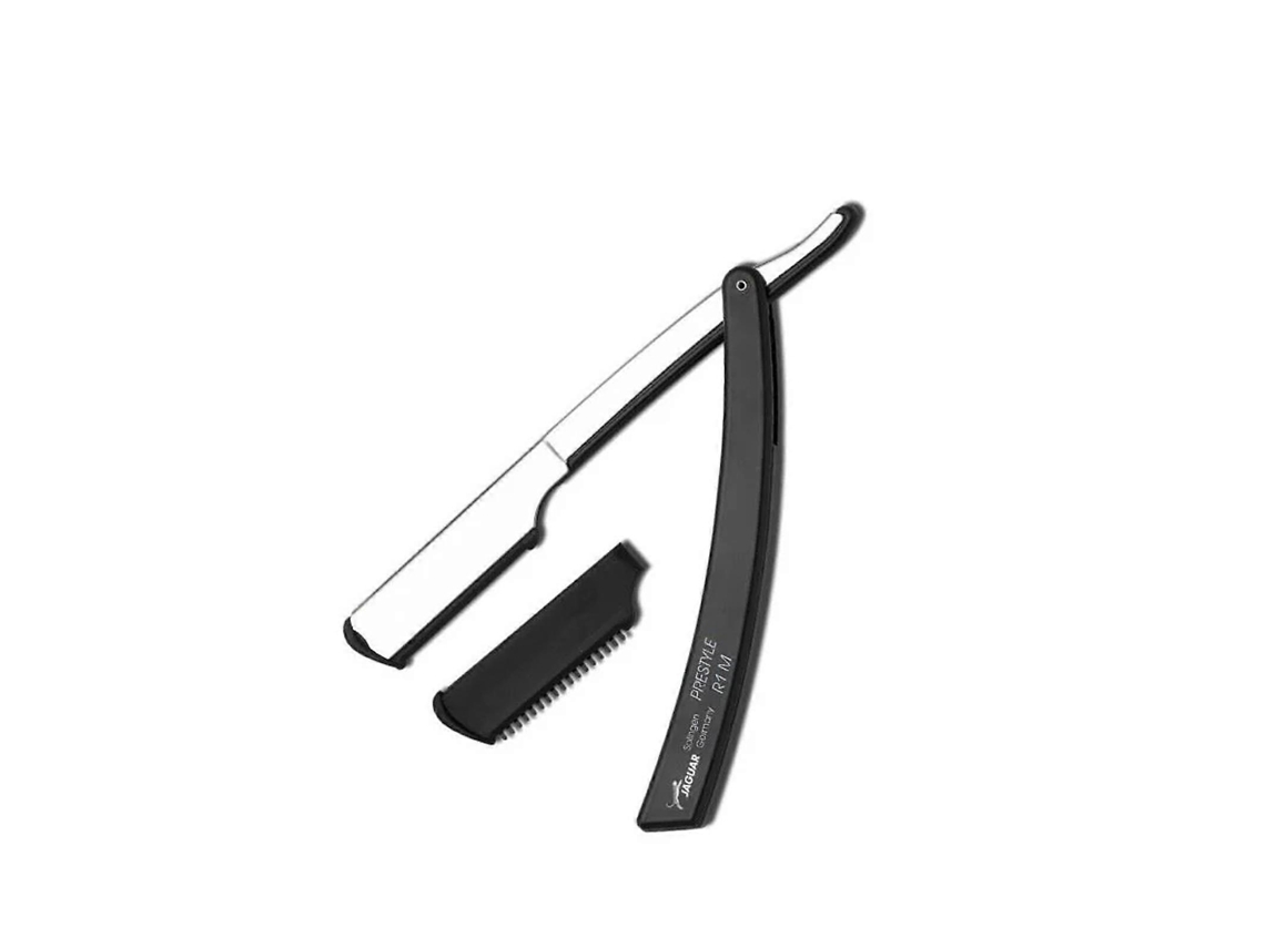 Barbeador Reto Profissional, Aço Inoxidável, Com Guarda Pente
