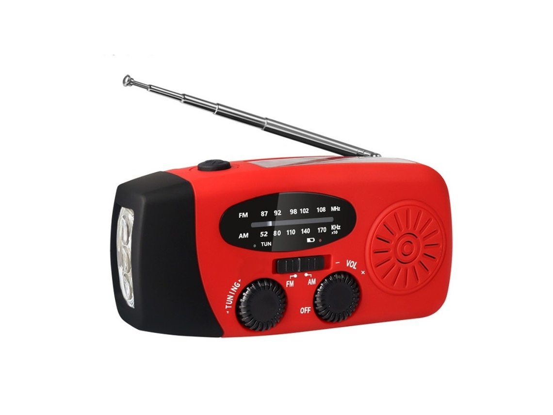 Rádio De Manivela Autoalimentado Para Clima De Emergência Am/fm 2000mah Com Lanterna Led Yizhood (vermelho)