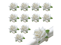 Conjunto de 12 Anéis de Guardanapo Rosé com Flores Artificiais LAXISCREED