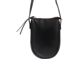 Bolsa Feminina De Couro Pu Preto Para Celular, Com Design Criativo De Zíper, Tamanho Grande.