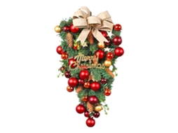 Omni guirnalda de Natal para Porta Frente e Escada Inverno Decoração com Arco Adorno Plástico Fio Ferro como Se Muestra