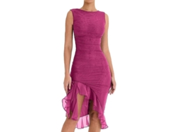 Vestido Midi Sereia Sem Mangas Com Fecho Zipper E Bordado Irregular Para Mulheres - Verdes/pretas/cores Várias Grande
