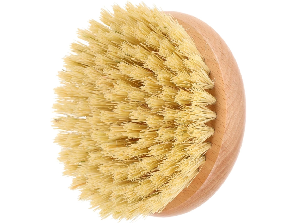 Escova De Banho Redonda Homoyoyo Com Cerdas Sisal E Cabo Madeira Faia, Escova Esfoliante Para Limpeza Corporal, Adequada