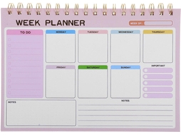 Agenda semanal rosa com encadernação em espiral, agenda de papel para escritório e escola (categorizada)