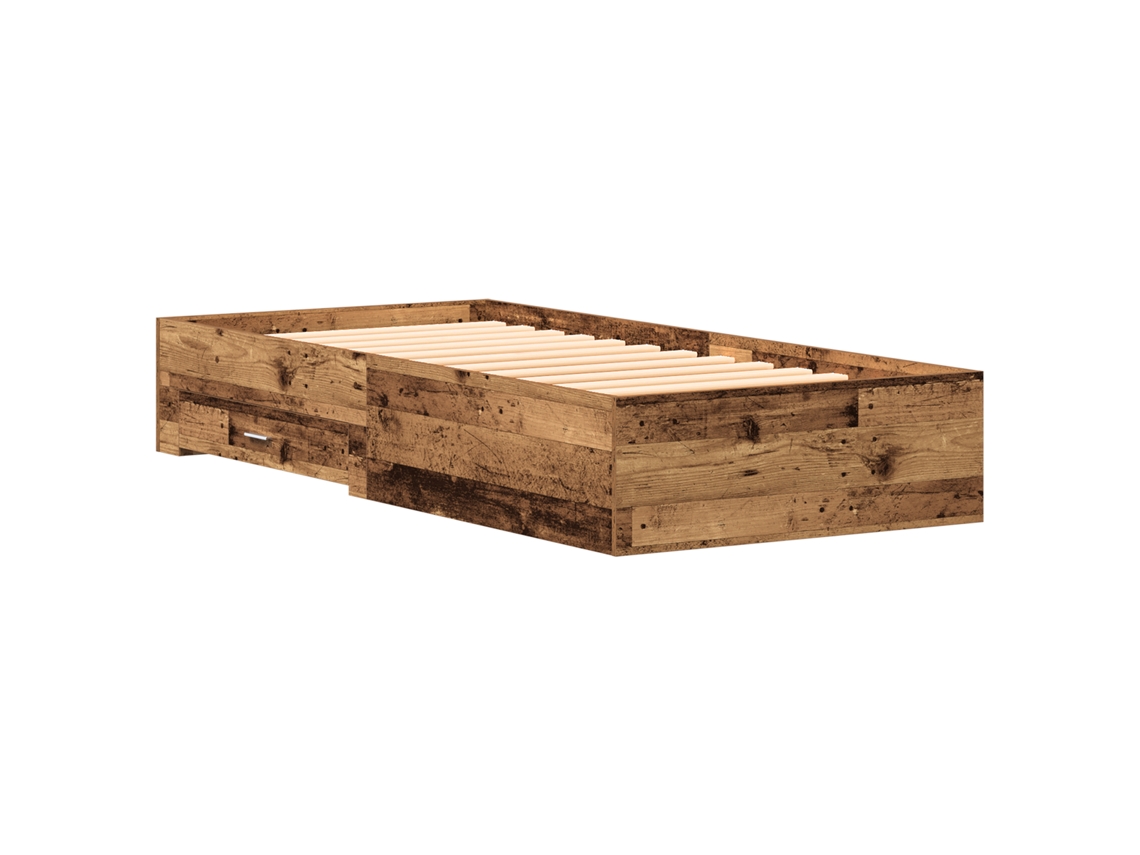 Conjunto 1 Cama Rustica Vidaxl Castanho Derivados De Madeira (90 X 190 Cm)