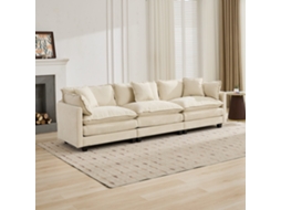 Sofá Cloud 3 Lugares Chenille Modular Bege