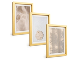 Composição De Quadros Na Paredetexturas Sutis Da Natureza Boho Moldura Dourada Quadros Para A Sala De Estar Espelharte (3 Peças 20x30 Cm)