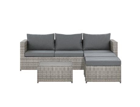 Conjunto de Relax BELIANI (74 x 215 x 74 - Rattan Sint?tico - Cinzento)