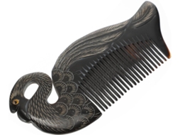 Pente De Cabelo Feminino Em Chifre De Boi Preto, Massageador De Couro Cabeludo