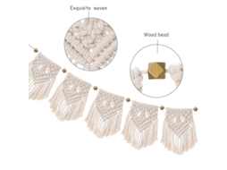 Colar De Parede Macramé Manual 2025 Textil Com Faixa E Pérolas De Madeira Geométricas Para Sala Dormitório Casamento Festa