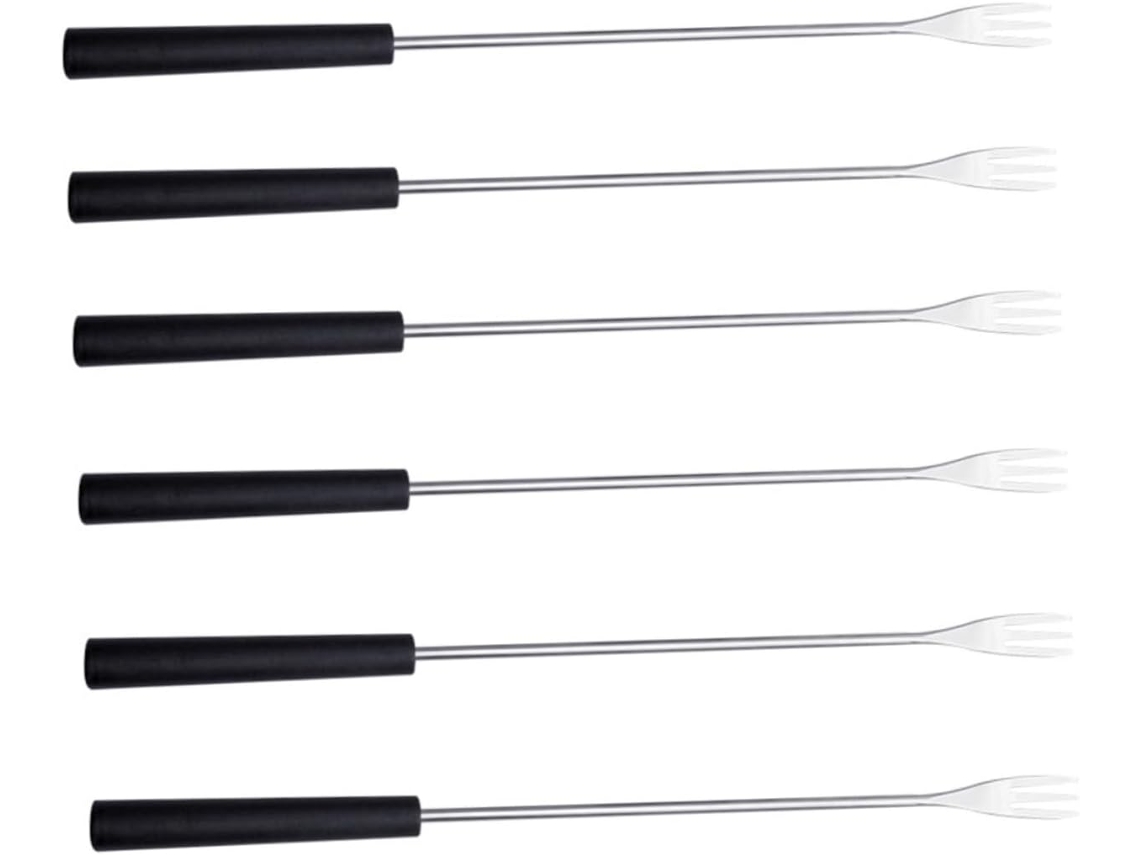 Conjunto De 6 Garfos Longos Aço Inoxidável Para Fondue Com Cabos Polipropileno À Prova Ferrugem, Ideais Para Sobremesas