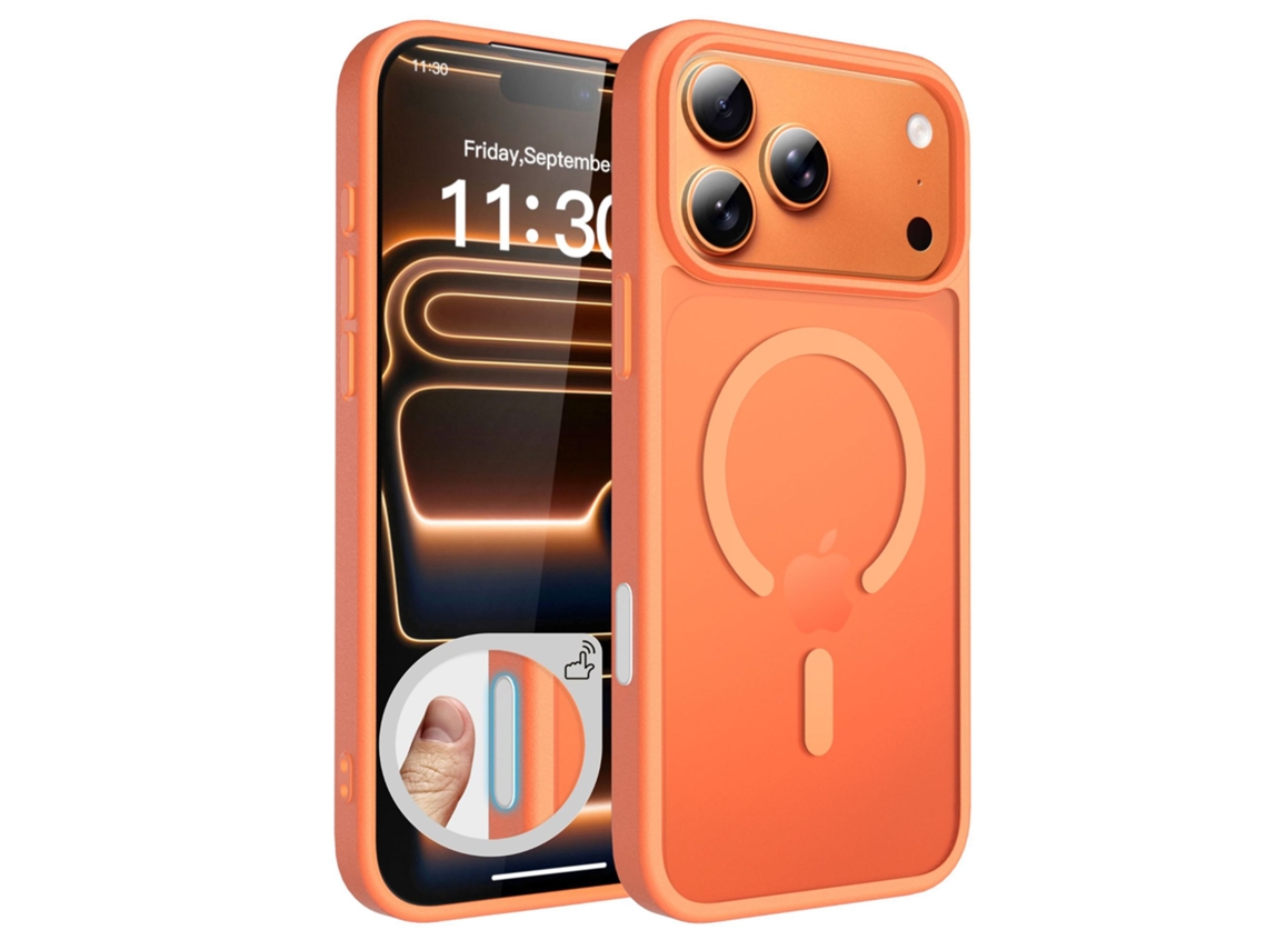 Capa Protetora Magnética Resistente Para Iphone 17 Pro Max De 6,9 ​​polegadas Laranja