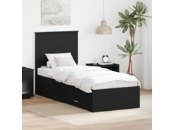 Vidaxl Estrutura Da Cama Preto E Prata 70 X 190 Cm Madeira Processada