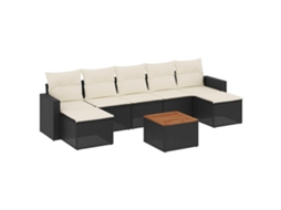 Conjunto de 8 Sofás de Jardim com Almofadões Vime Pe Preto MAISON EXCLUSIVE (N/A)