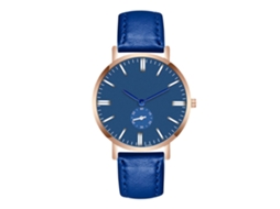 Reloj De Pulsera Para Hombre De Cuarzo Con Correa De Cuero Pu Moda (azul Real)