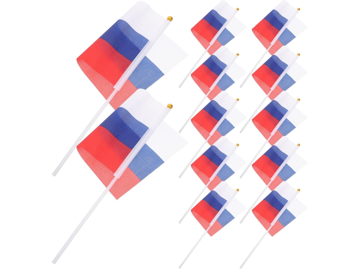 Kit de 20 Mini Bandeiras Russas de Poliéster. Pequenas e Práticas Bandeiras para Desfiles, Feriados Nacionais, Festas e CHABERLU