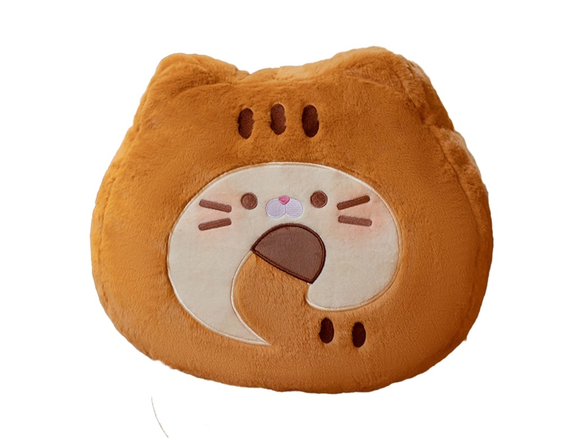 Brinquedo de Pelúcia Gato Tigrado com Pelos Encaracolados, Almofada de Dormir para Crianças, Decoração de Casa, Tamanho Pequeno Amarelo CHABERLU