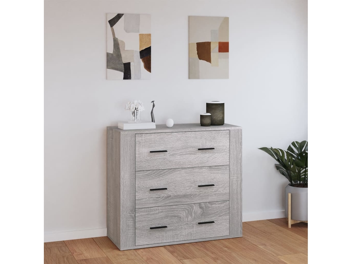 Vidaxl Aparador 80x33x70 Cm Derivados De Madeira Cinzento Sonoma