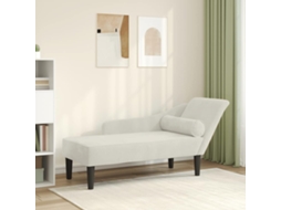 Vidaxl Chaise Lounge Com Almofadões Veludo Creme