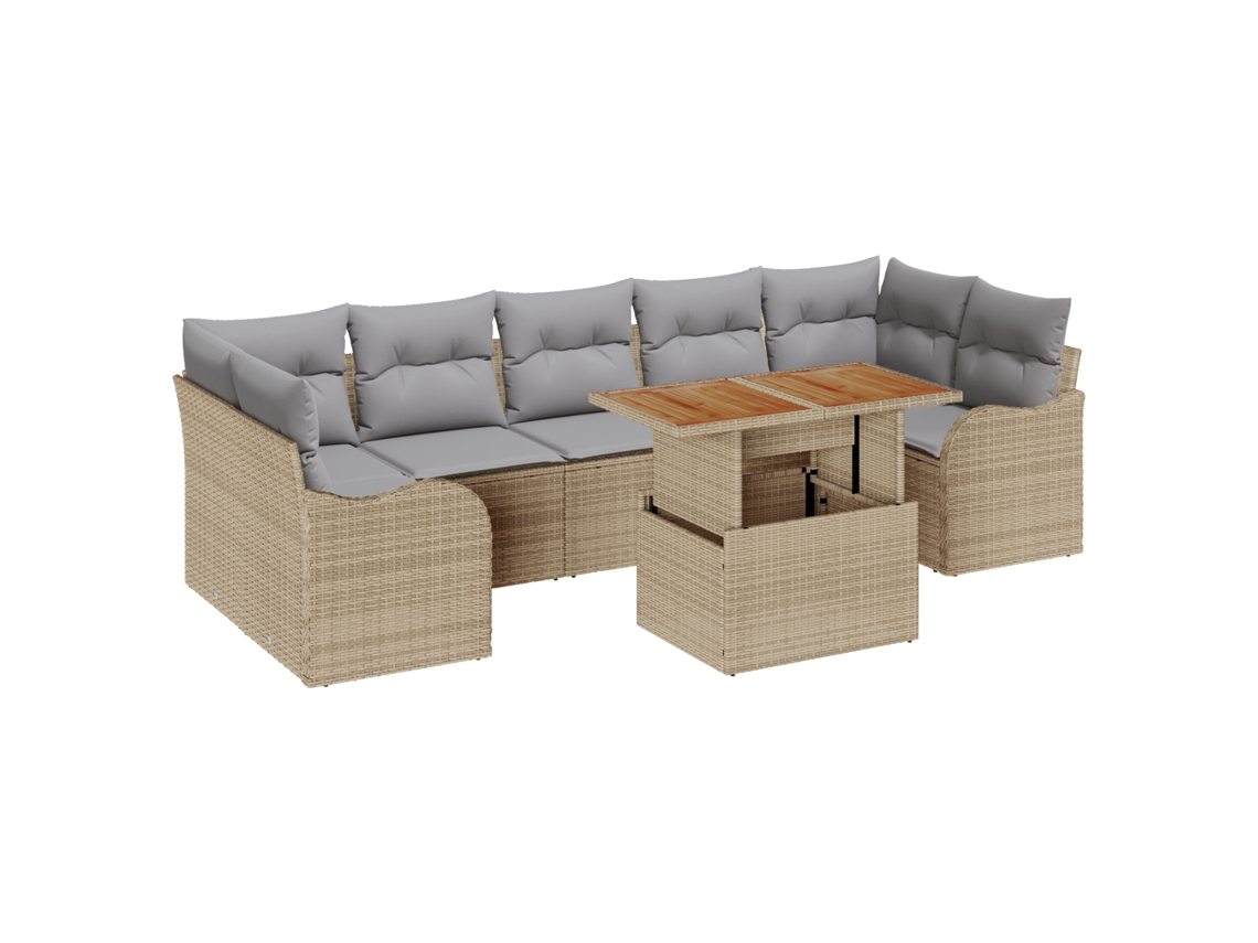 Conjunto 8 Sofá Modular Vidaxl Bege Vime Pe (100 X 55 X 73 Cm)