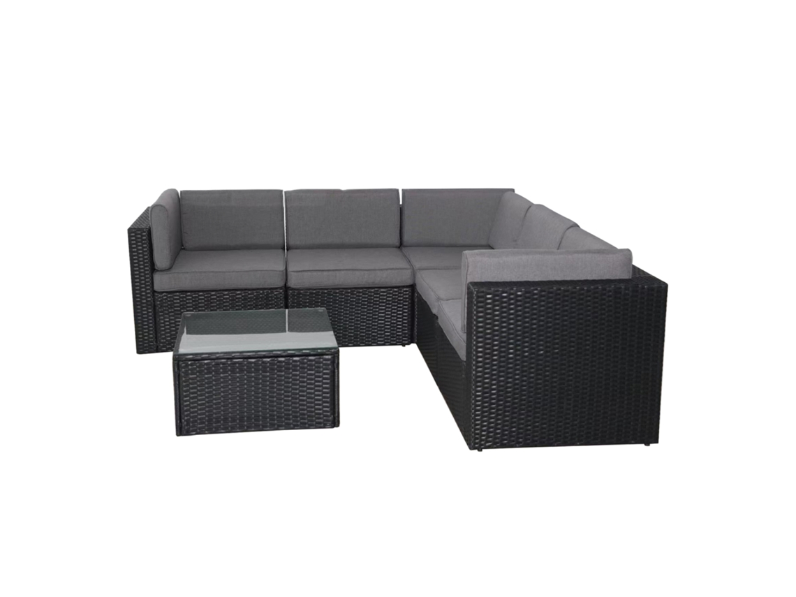 Bimini Móveis De Jardim De 5 Lugares Em Resina Trançada Com Mesa Preta E Cinza Conceito U