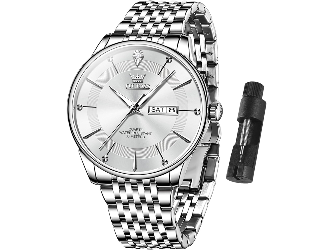Lurelia Relógio Feminino, Movimento De Quartzo, Data/calendário, Detalhes Com Strass, 1,61 Polegadas, 41 Mm, 0,43 Polegadas, 11 Mm, Aço Inoxidável
