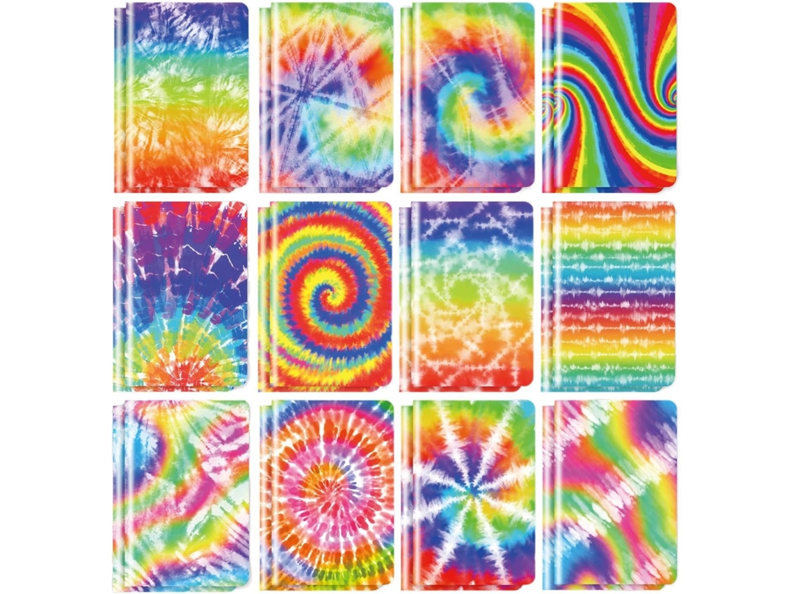 Conjunto De 12 Cadernos Bolso Tingidos Com Nós Mini Espiral Material Escolar Compacto E Colorido