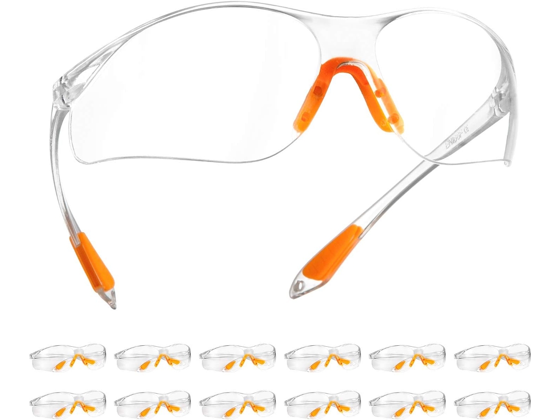Óculos De Segurança, Pacote Com 12 Unidades E Lentes