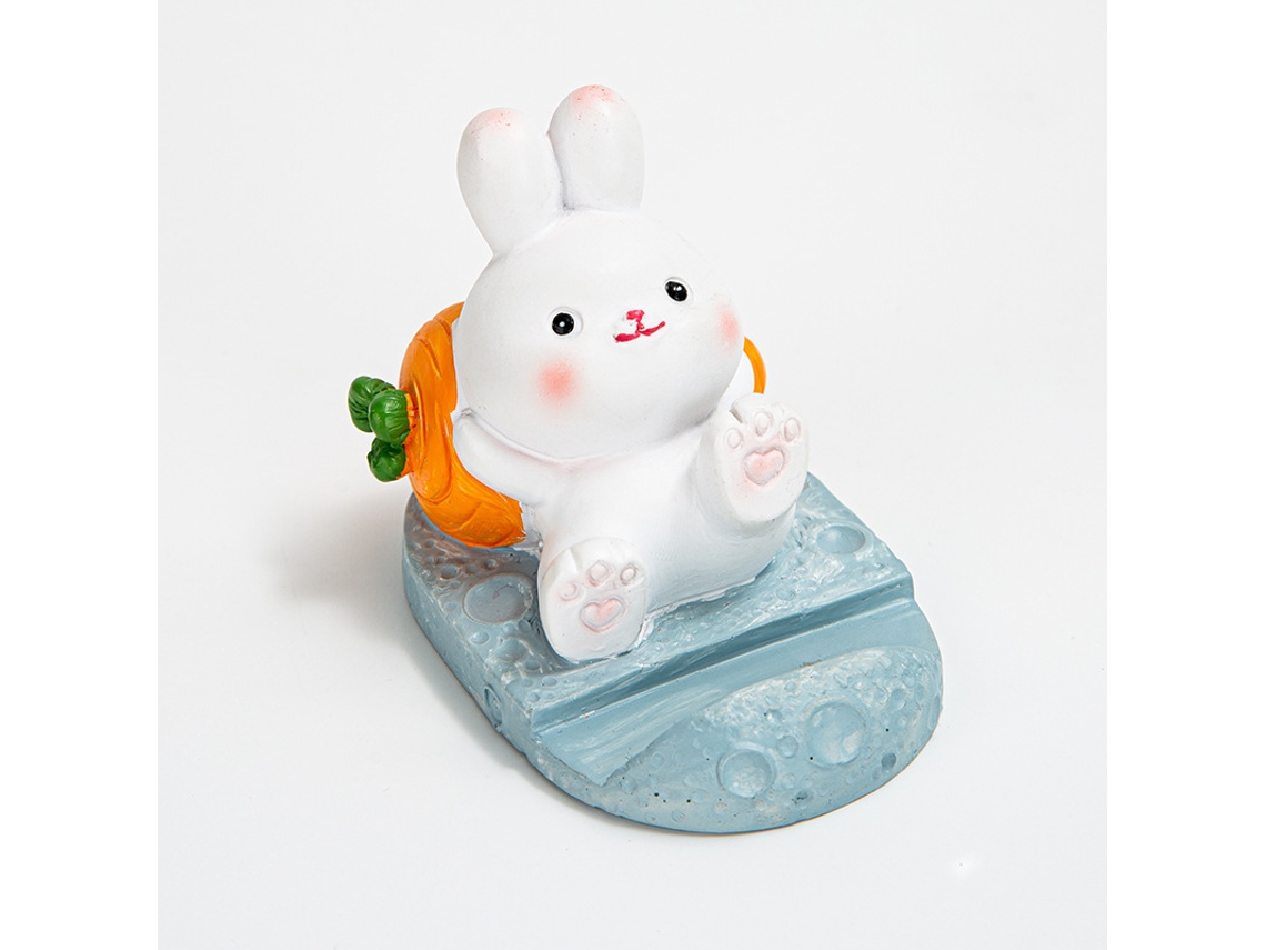 Suporte De Mesa Em Resina Em Formato De Coelho, Suporte Para Celular E Tablet Que Permite O Uso Com As Mãos Livres.