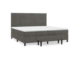 Cama com Molas e Colchão Veludo Cinzento Escuro MAISON EXCLUSIVE (200x200 cm)