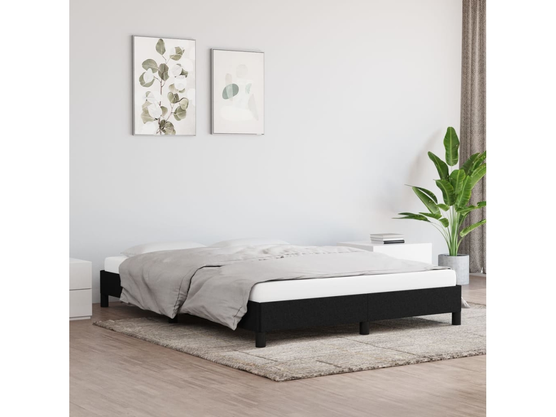 Vidaxl Estrutura de Cama Sem Colchão 140x190 Cm Tecido Preto