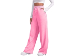 Calça Esportiva Feminina Genérica, Modelagem Solta, Estilo Casual, Pernas Largas, Cintura Alta E Design Atlético Com