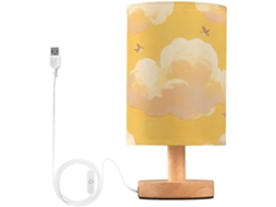 Luminária Noturna Led Yuiboo Trendy Sol E Nuvens Douradas Para Cômoda