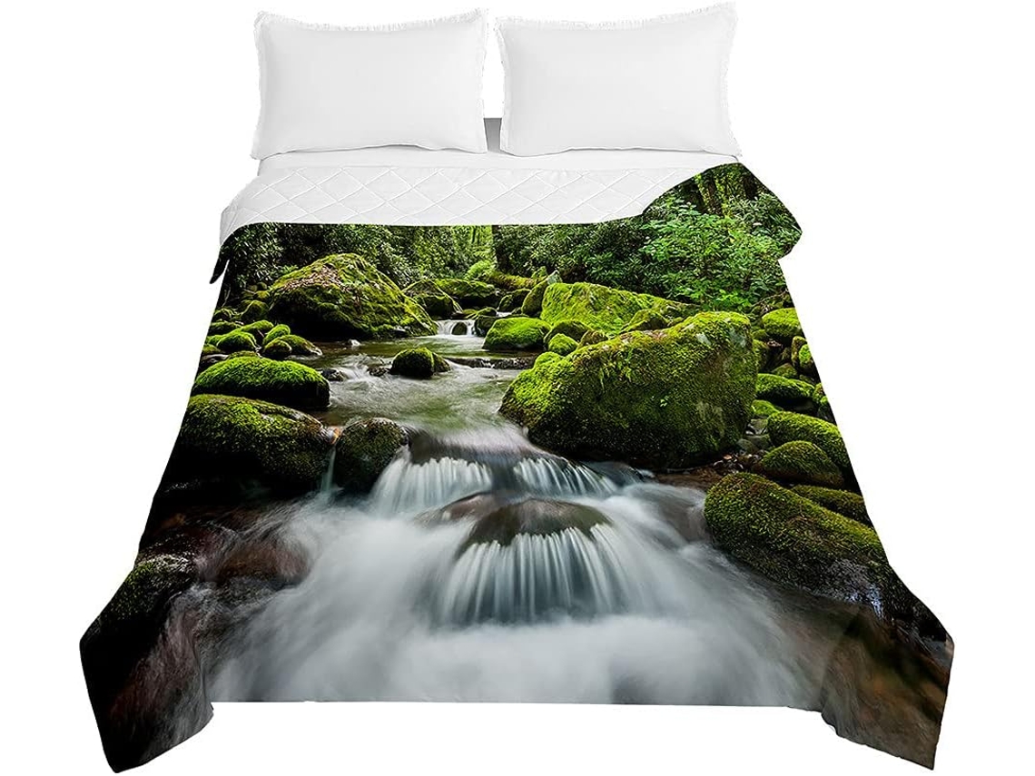 Colcha Acolchoada Fansu Capa de Cama Manta para Ar Condicionado Edredom Conjunto Sofá com Estampa 3d Cachoeira